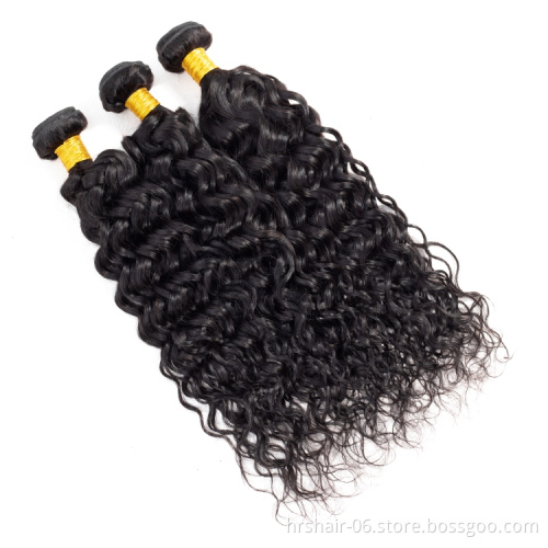 Hair Frontal Closure Human Hair Bundles with 13x4 Free Part Lace Frontal Closure Water Wave Peruvian hair bundle wi
